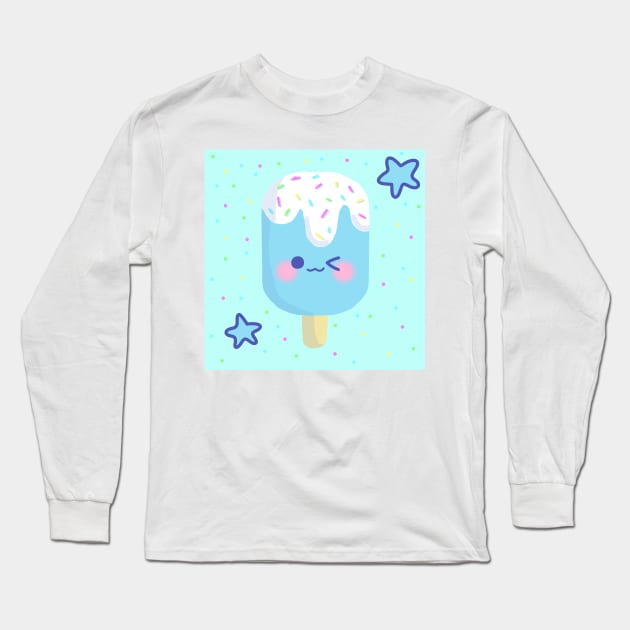 Kawaii Blue Ice Pop Long Sleeve T-Shirt by casserolestan